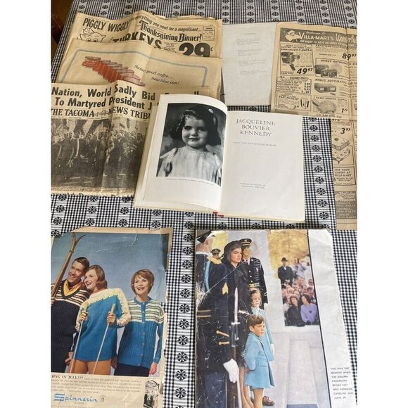 JFK Ephemera Lot -  Newspapers, Life Magazine, Memorial, Jackie O. Book Oswald - Picture 5 of 16